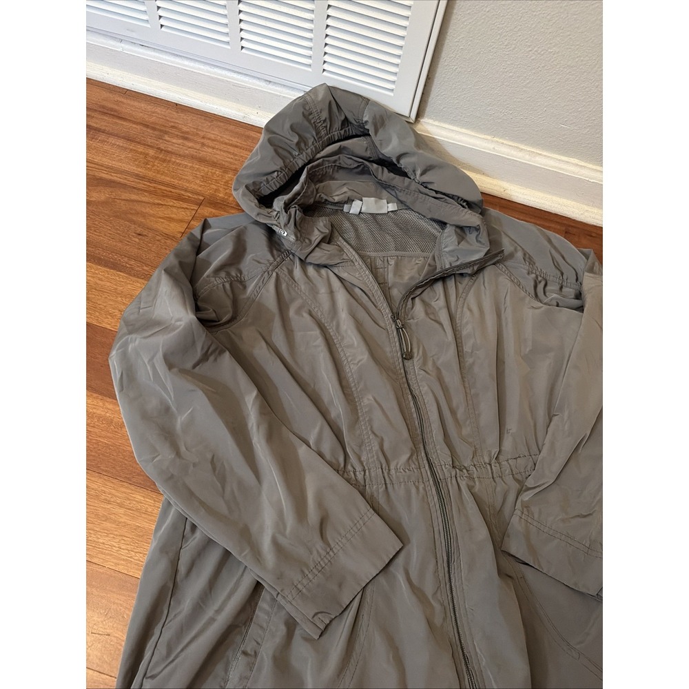 Athleta Sage Green Women's Zip Up Long Jacket Size XL Hooded Lightweight - Picture 4 of 7